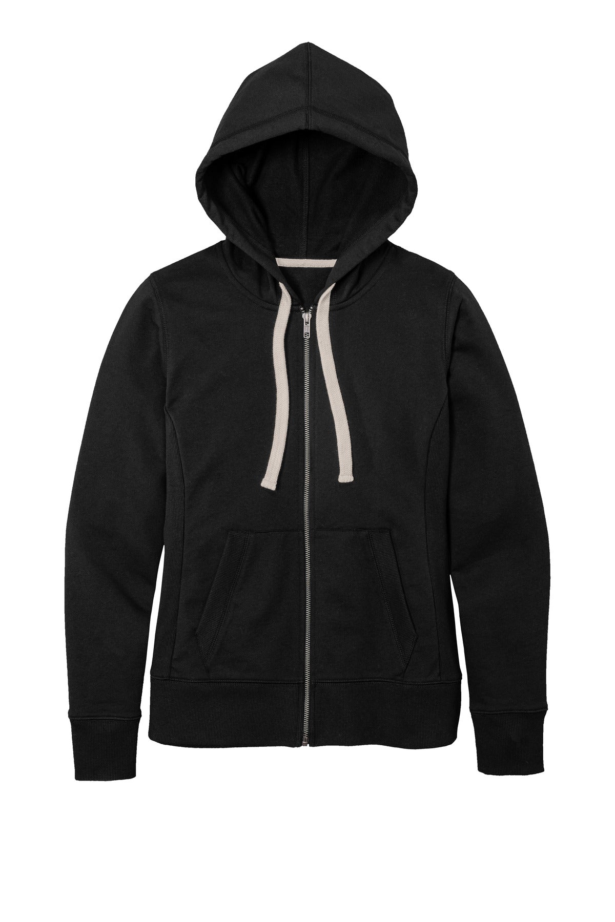 District Women's Re-Fleece Zip Hoodie — DT8103 — Black flat front