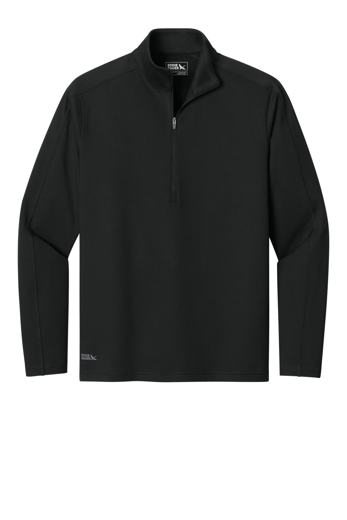 Eddie Bauer Adventurer Recycled Performance Quarter Zip Pullover — EB120 — Deep Black flat front