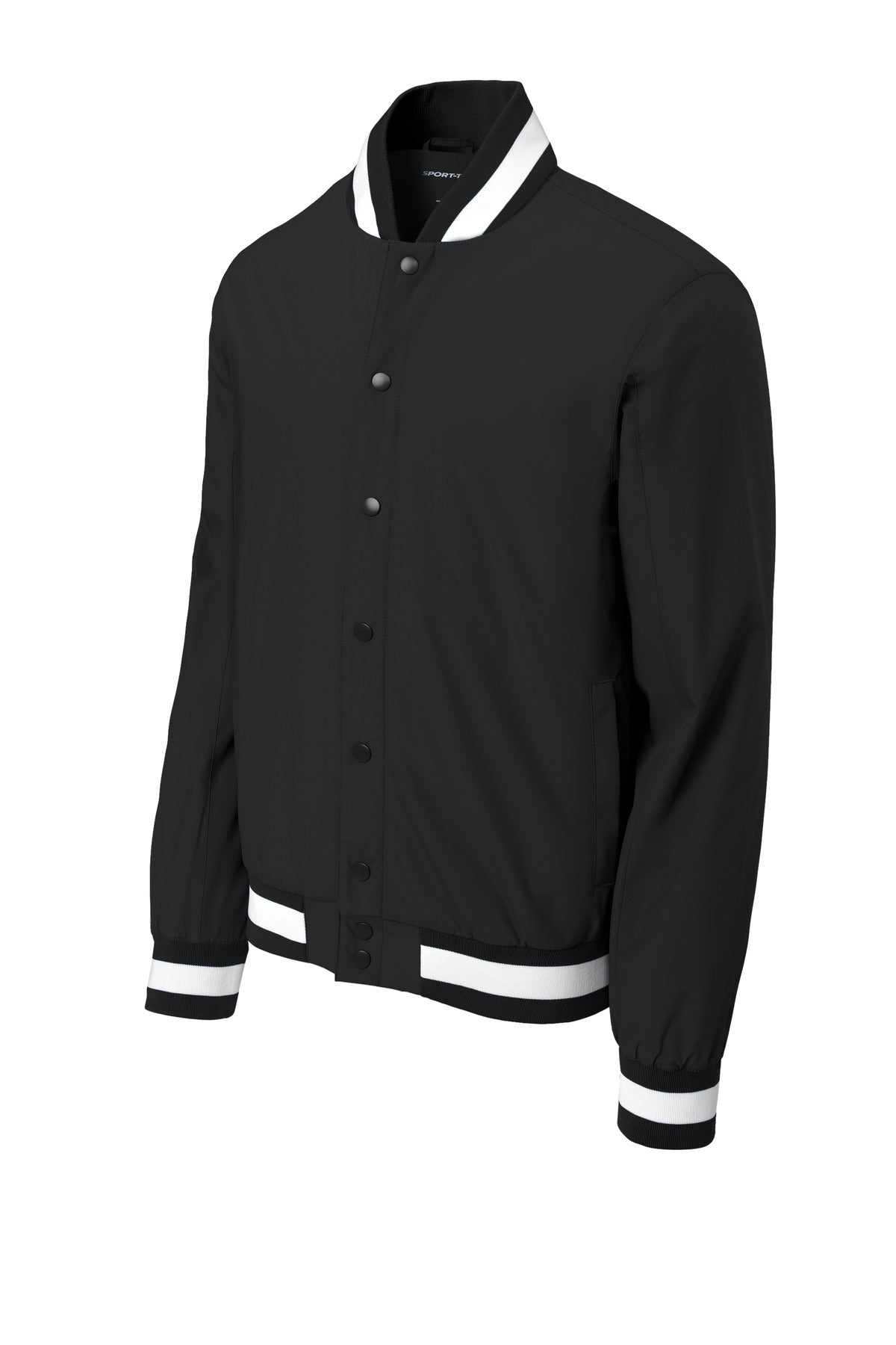 Sport-Tek Varsity Insulated Jacket - Printed — JST58 — Black flat front