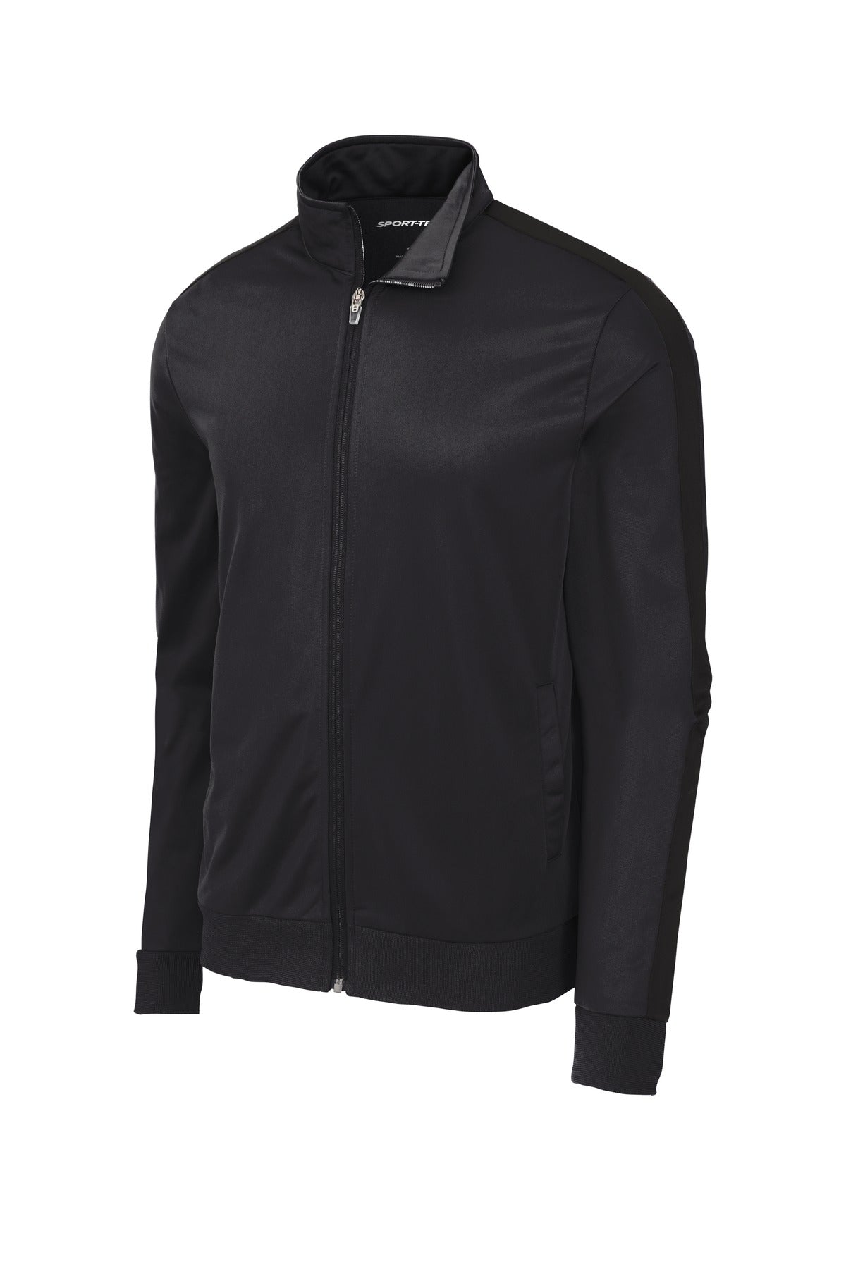 Sport-Tek Tricot Track Jacket — JST94 — Black/ Black flat front