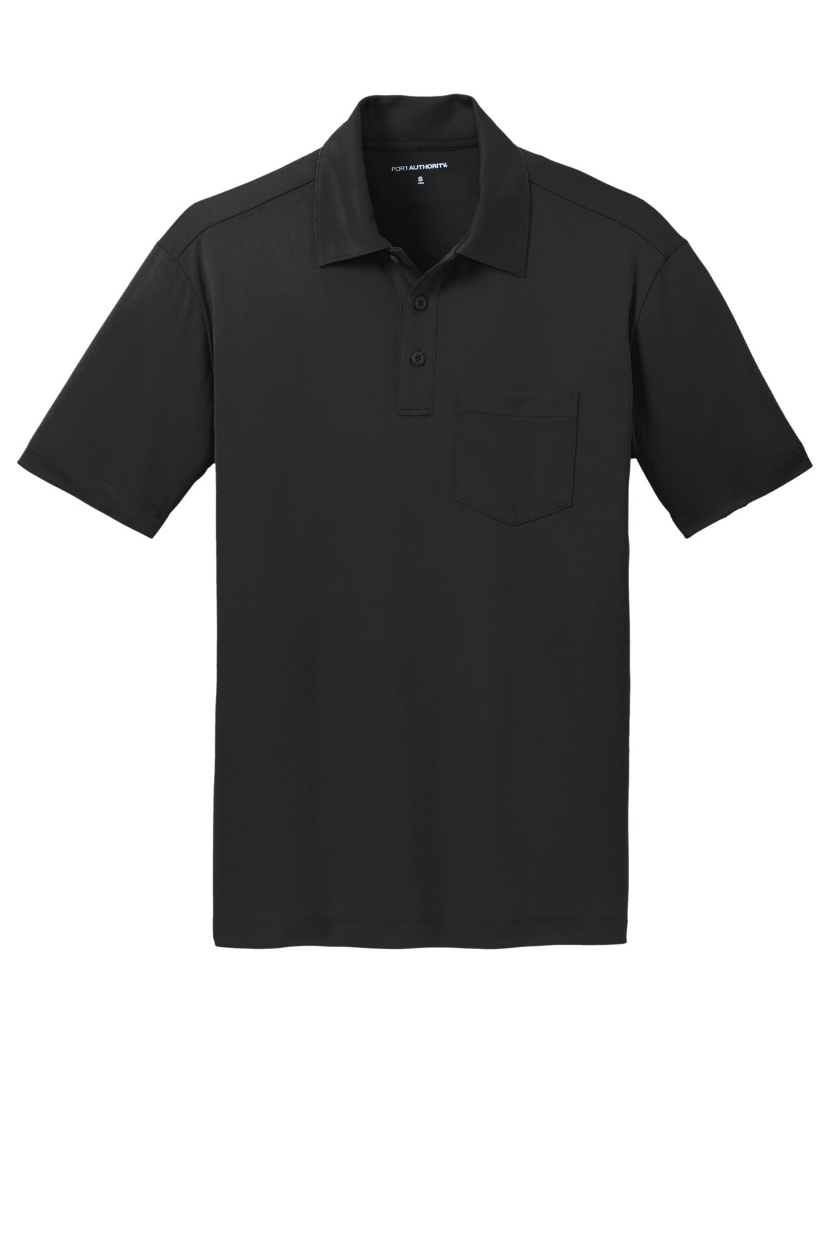 Port Authority Silk Touch Performance Pocket Polo — K540P — Black flat front