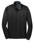 Port Authority Vertical Texture Quarter Zip Pullover — K805 — Black/ Iron Grey flat front