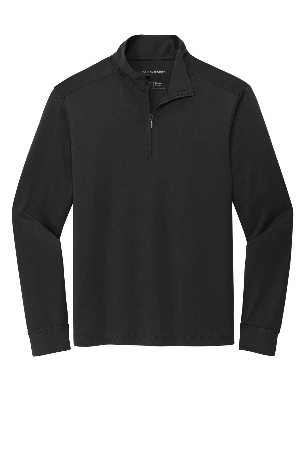 Port Authority C-FREE Snag-Proof Quarter Zip Sweatshirt - Embroidered — K865 — Deep Black flat front