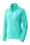 Port Authority Women's Heather Microfleece Full Zip Jacket — L235 — Aqua Green Heather flat front