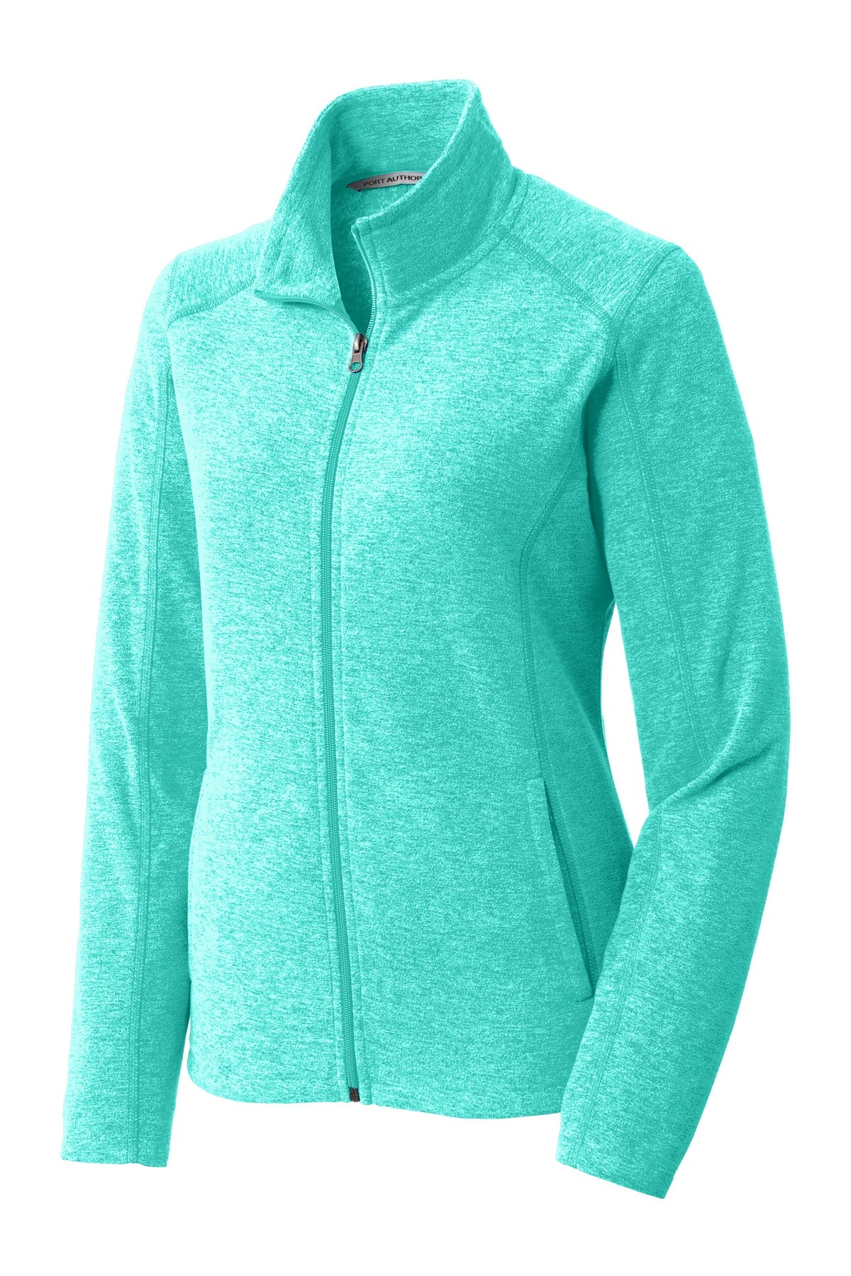 Port Authority Women's Heather Microfleece Full Zip Jacket — L235 — Aqua Green Heather flat front