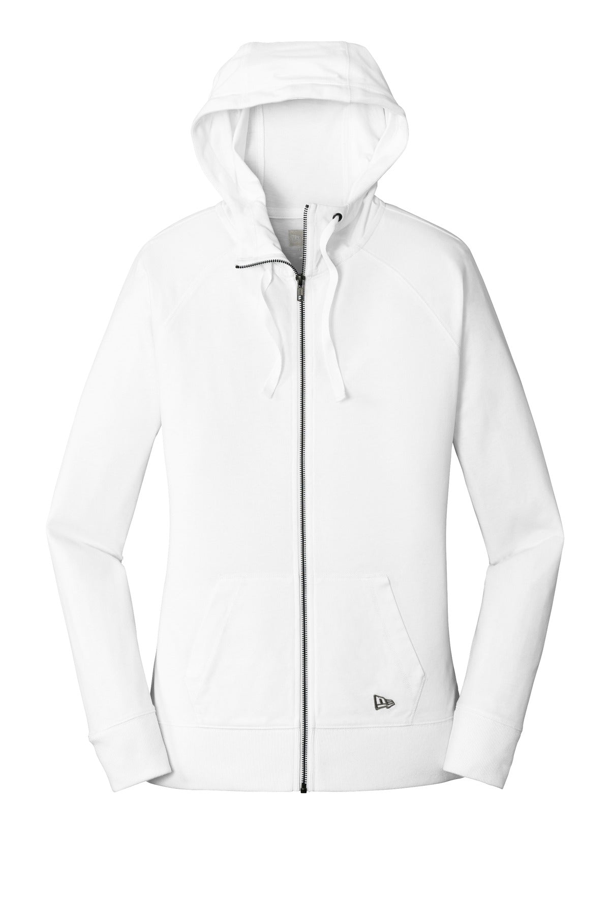 New Era Women's Sueded Lightweight Zip Hoodie — LNEA122 — White flat front
