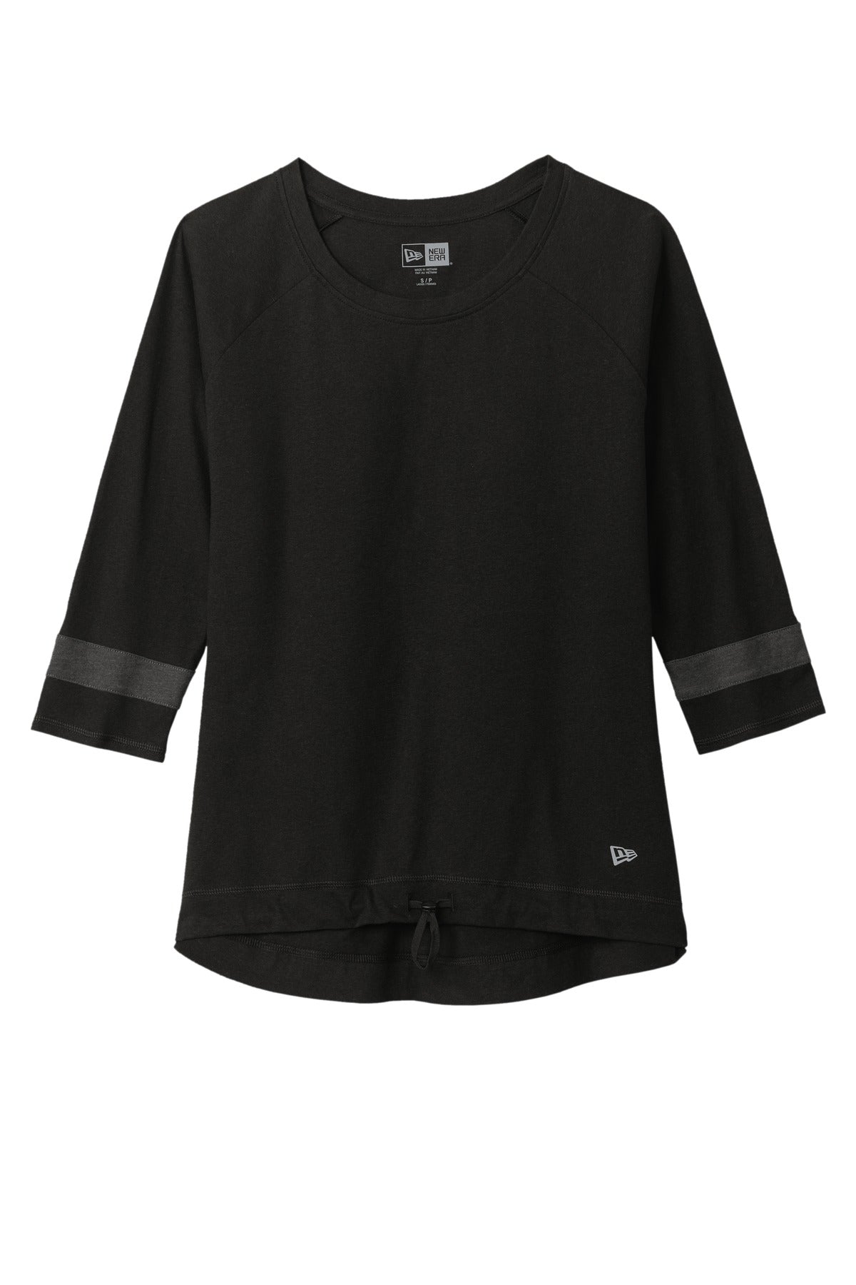 New Era Women's Tri-Blend Raglan T-shirt — LNEA136 — Black Solid/ Graphite flat front