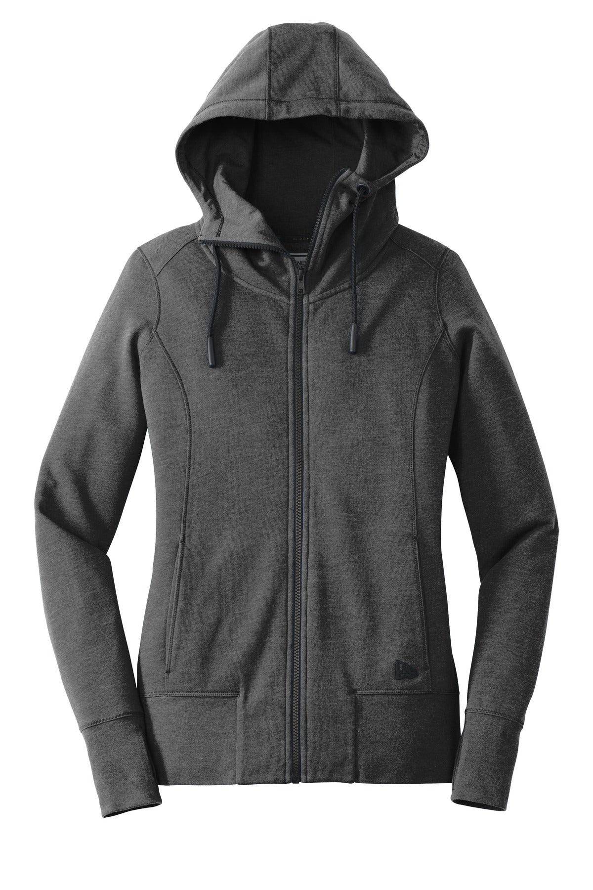 New Era Women's Tri-Blend Zip Hoodie — LNEA511 — Black Heather flat front
