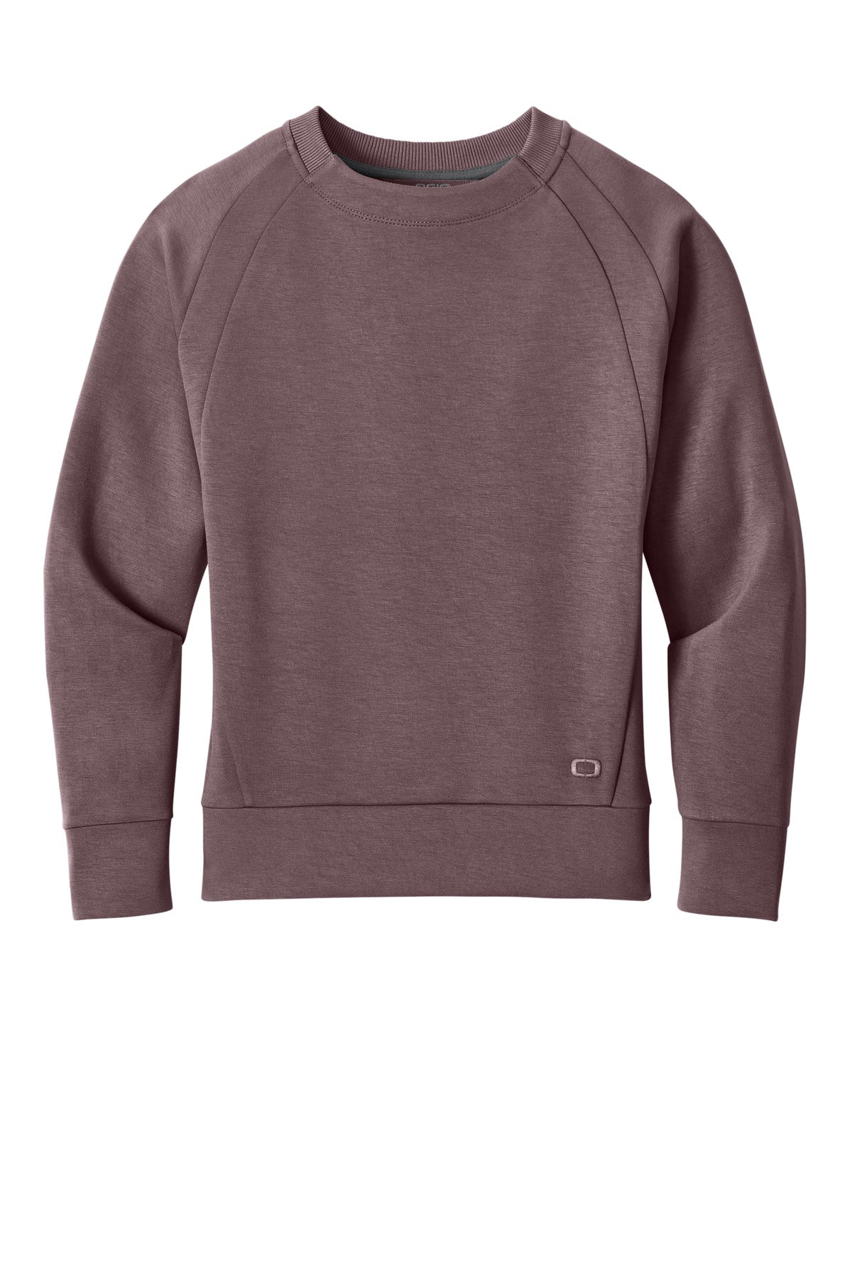 OGIO Women's Transcend Recycled Crewneck Sweatshirt — LOG863 — Ashen Plum flat front