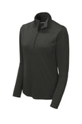 Sport-Tek Women's Endeavor Quarter Zip Performance Shirt — LST469 — Black Heather flat front
