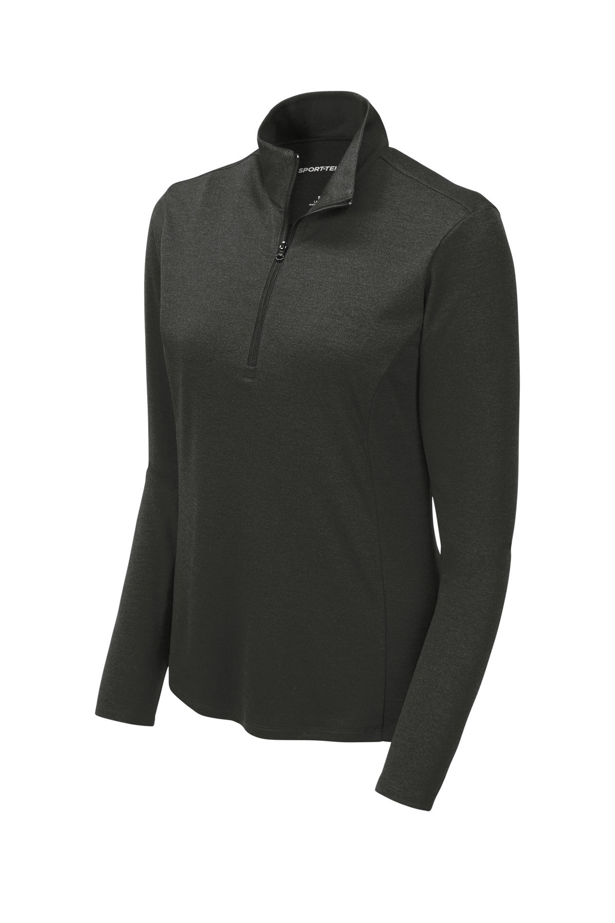 Sport-Tek Women's Endeavor Quarter Zip Performance Shirt — LST469 — Black Heather flat front