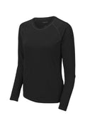 Sport-Tek Women's Long Sleeve Rash Guard Shirt — LST470LS — Black flat front