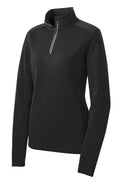 Sport-Tek Women's Sport-Wick Quarter Zip Performance Pullover — LST860 — Black flat front