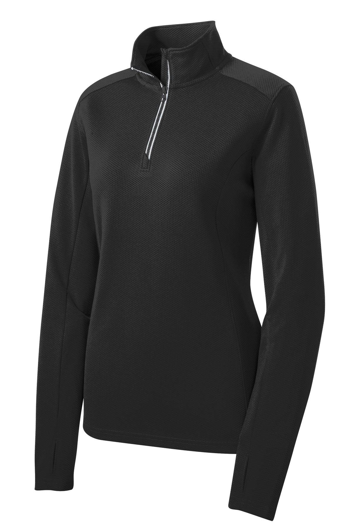 Sport-Tek Women's Sport-Wick Quarter Zip Performance Pullover — LST860 — Black flat front