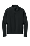 Mercer+Mettle Linear Texture Quarter Zip Sweatshirt — MM3040 — Deep Black flat front