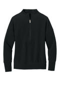 Mercer+Mettle Women's Linear Texture Quarter Zip Sweatshirt — MM3041 — Deep Black flat front