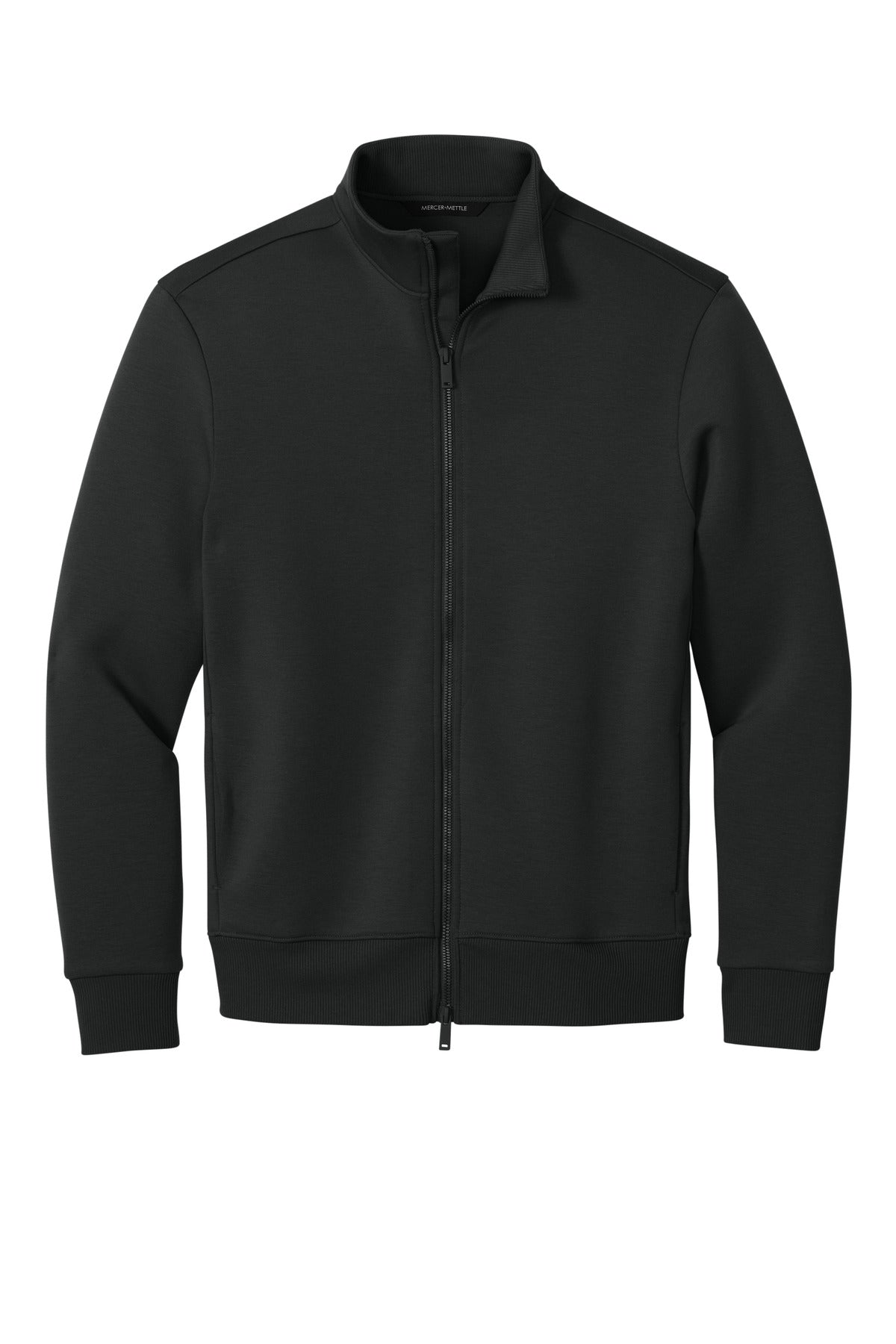 Mercer + Mettle Soft Spacer Recycled Full Zip Sweatshirt — MM3102 — Deep Black flat front