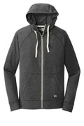 New Era Sueded Full Zip T-shirt Hoodie — NEA122 — Black Heather flat front