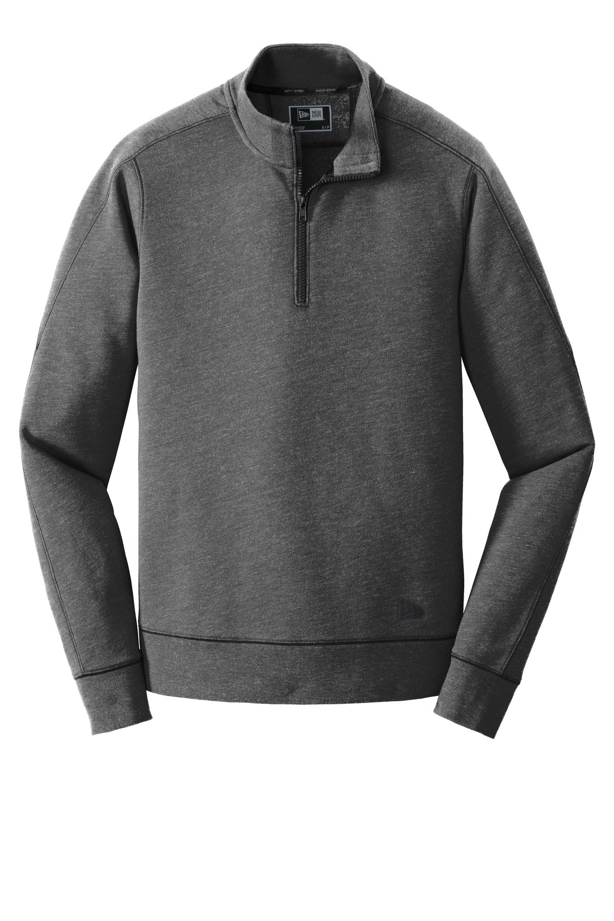 New Era Tri-Blend Quarter Zip Pullover — NEA512 — Black Heather flat front