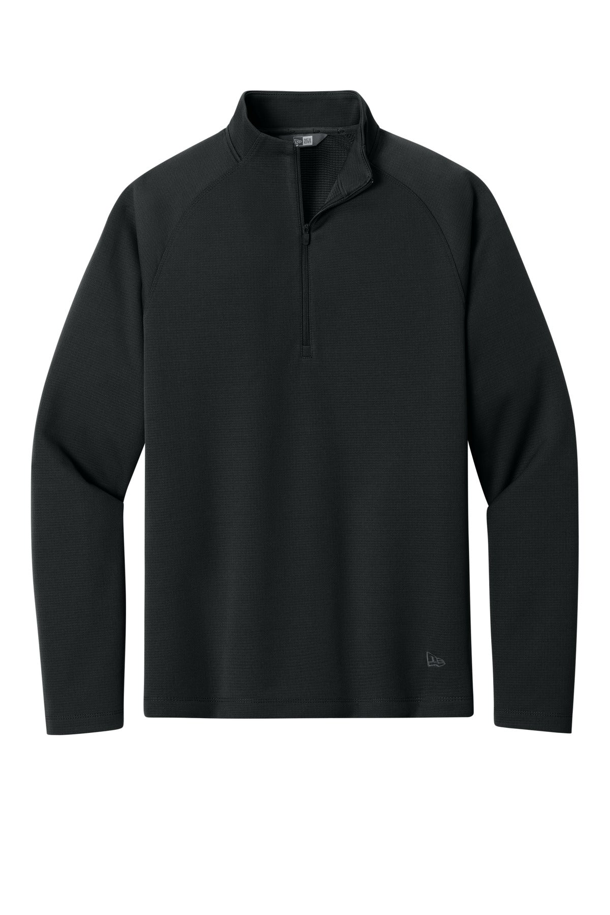 New Era Stand Out Recycled Quarter Zip Sweatshirt - Embroidered — NEA515 — Black flat front