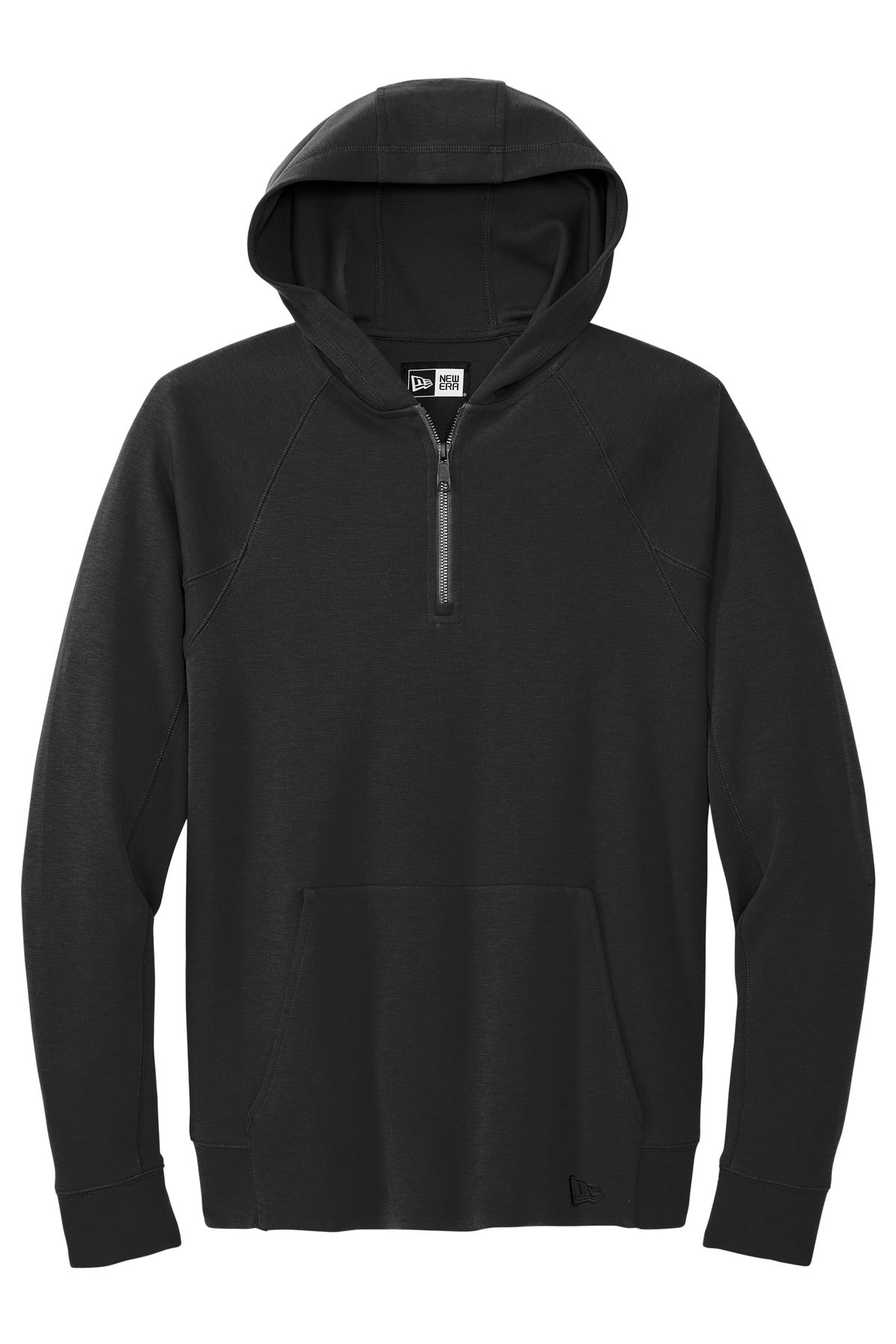 New Era STS Hooded Quarter Zip Sweatshirt — NEA541 — Black flat front