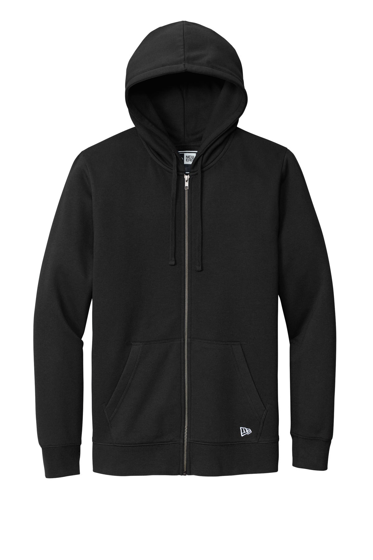 New Era Comeback Fleece Zip Hoodie — NEA551 — Black flat front