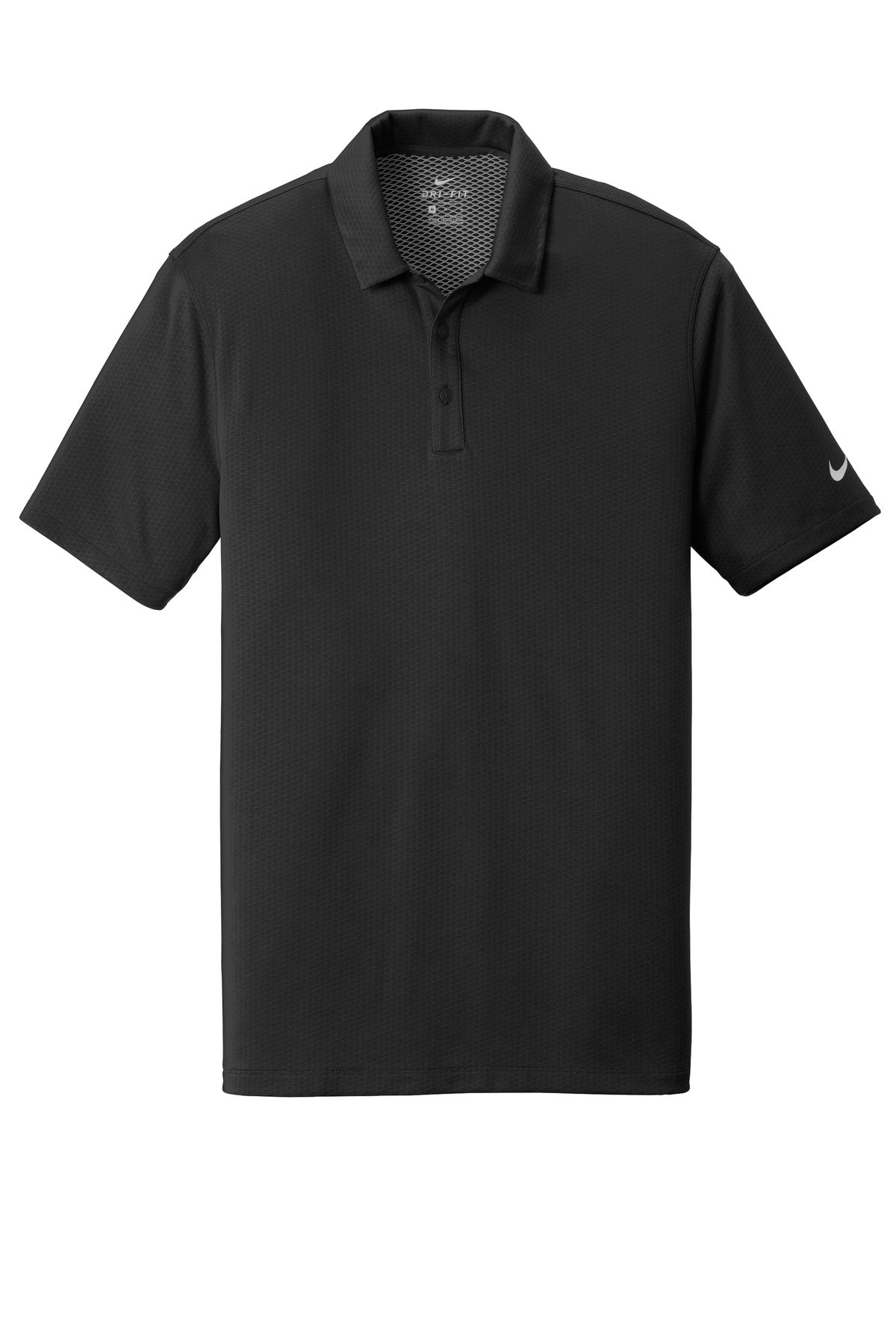 Nike Dri-FIT Hex Textured Polo — NKAH6266 — Black flat front