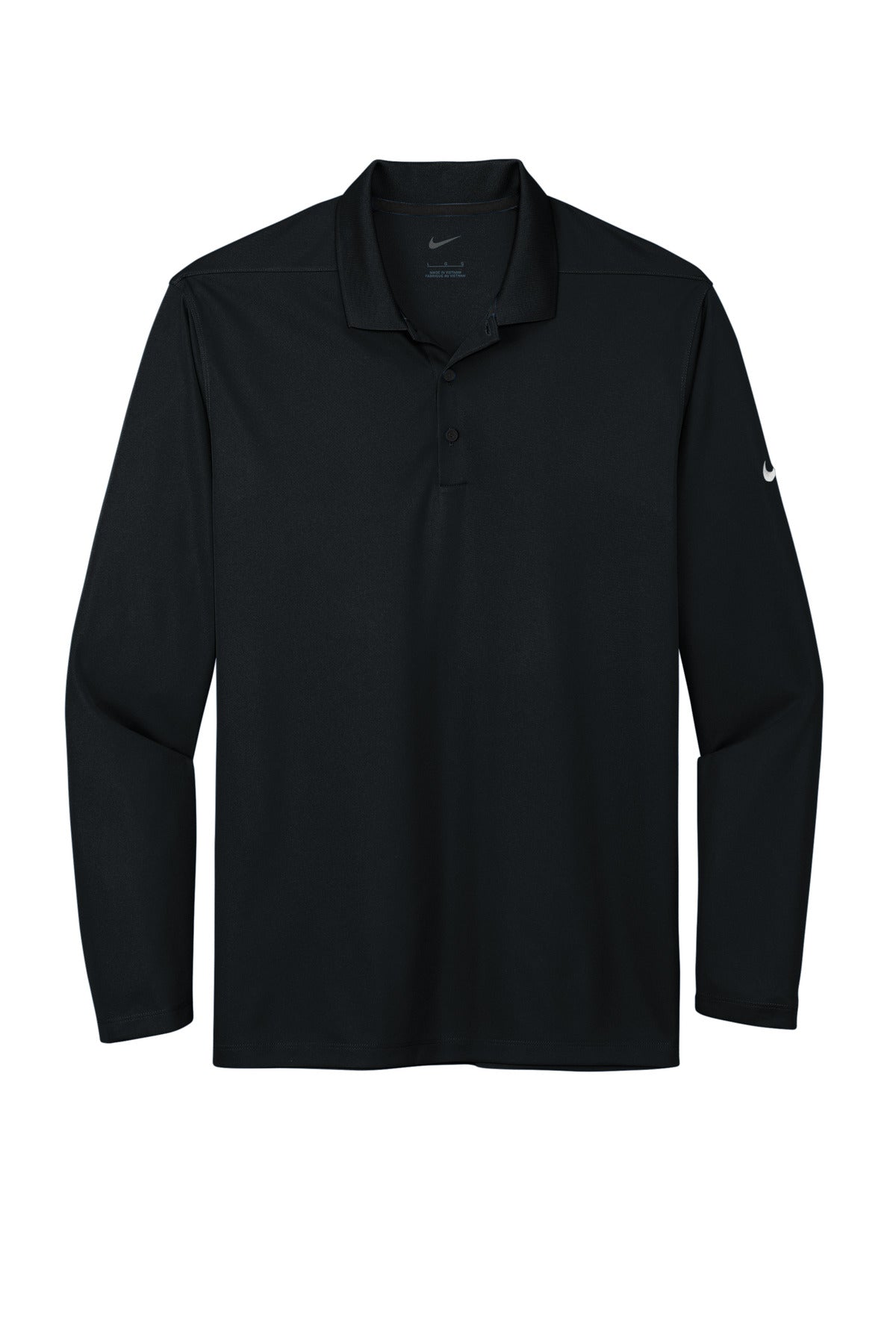 Nike Dri-FIT Micro Pique 2.0 Long Sleeve Polo — NKDC2104 — Black flat front