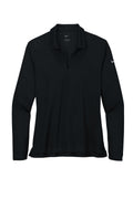 Nike Women's Dri-FIT Micro Pique 2.0 Long Sleeve Polo NKDC21 — NKDC2105 — Black flat front