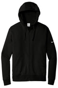 Nike Club Fleece Sleeve Swoosh Zip Hoodie — NKDR1513 — Black flat front