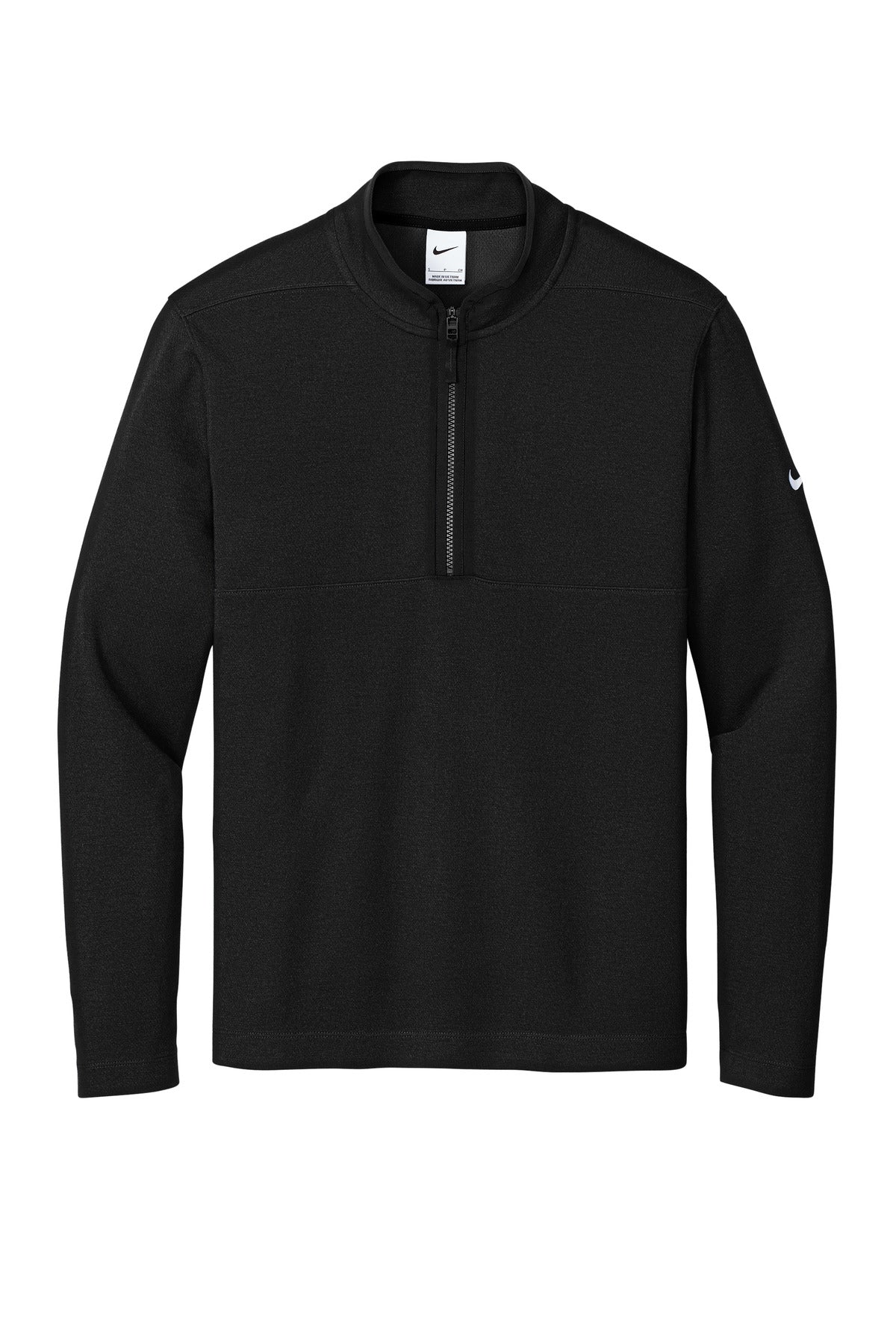 Nike Textured Lightweight Quarter Zip Sweatshirt — NKDX6702 — Black flat front
