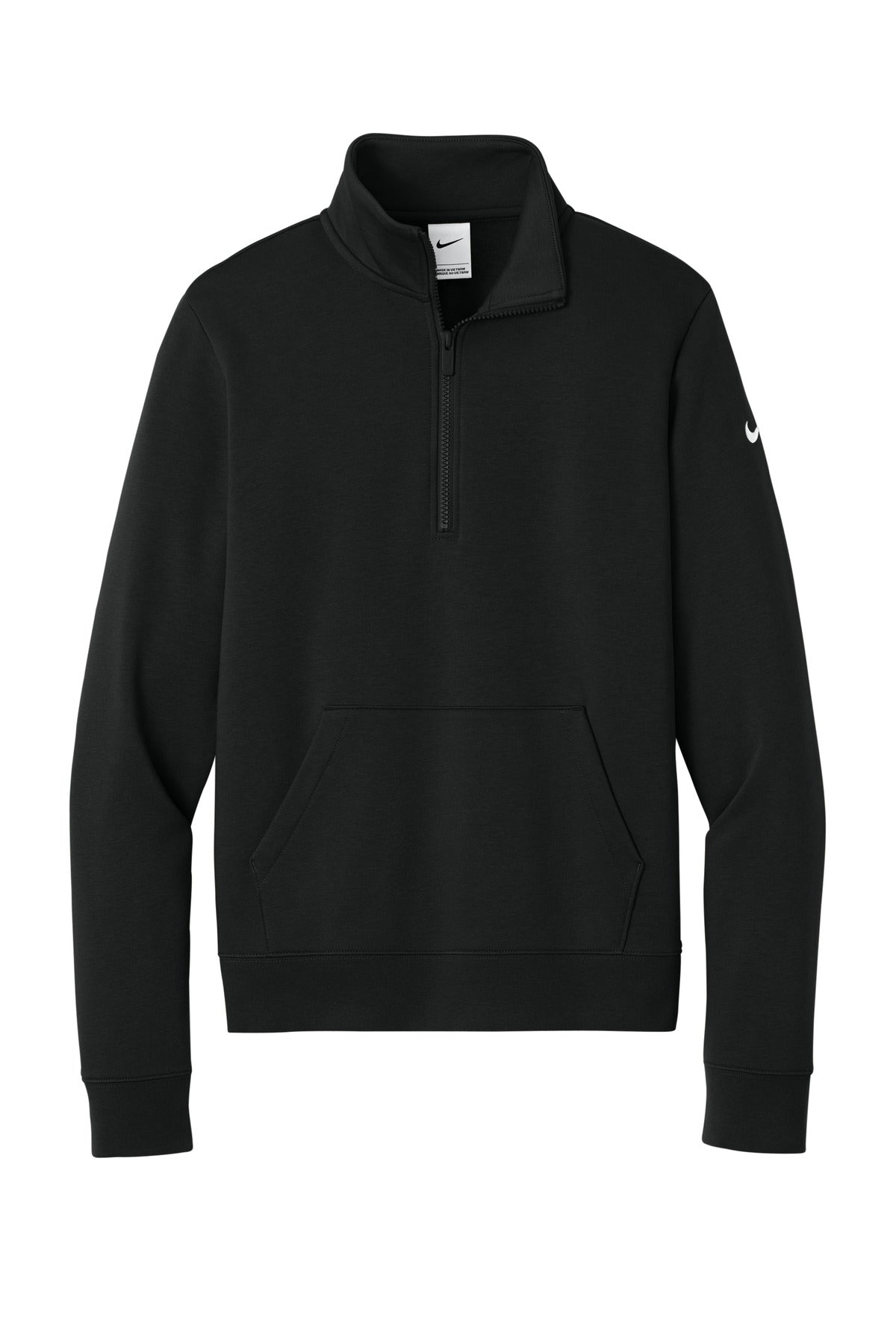 Nike Women's Club Fleece Sleeve Swoosh 1/2-Zip — NKDX6720 — Black flat front