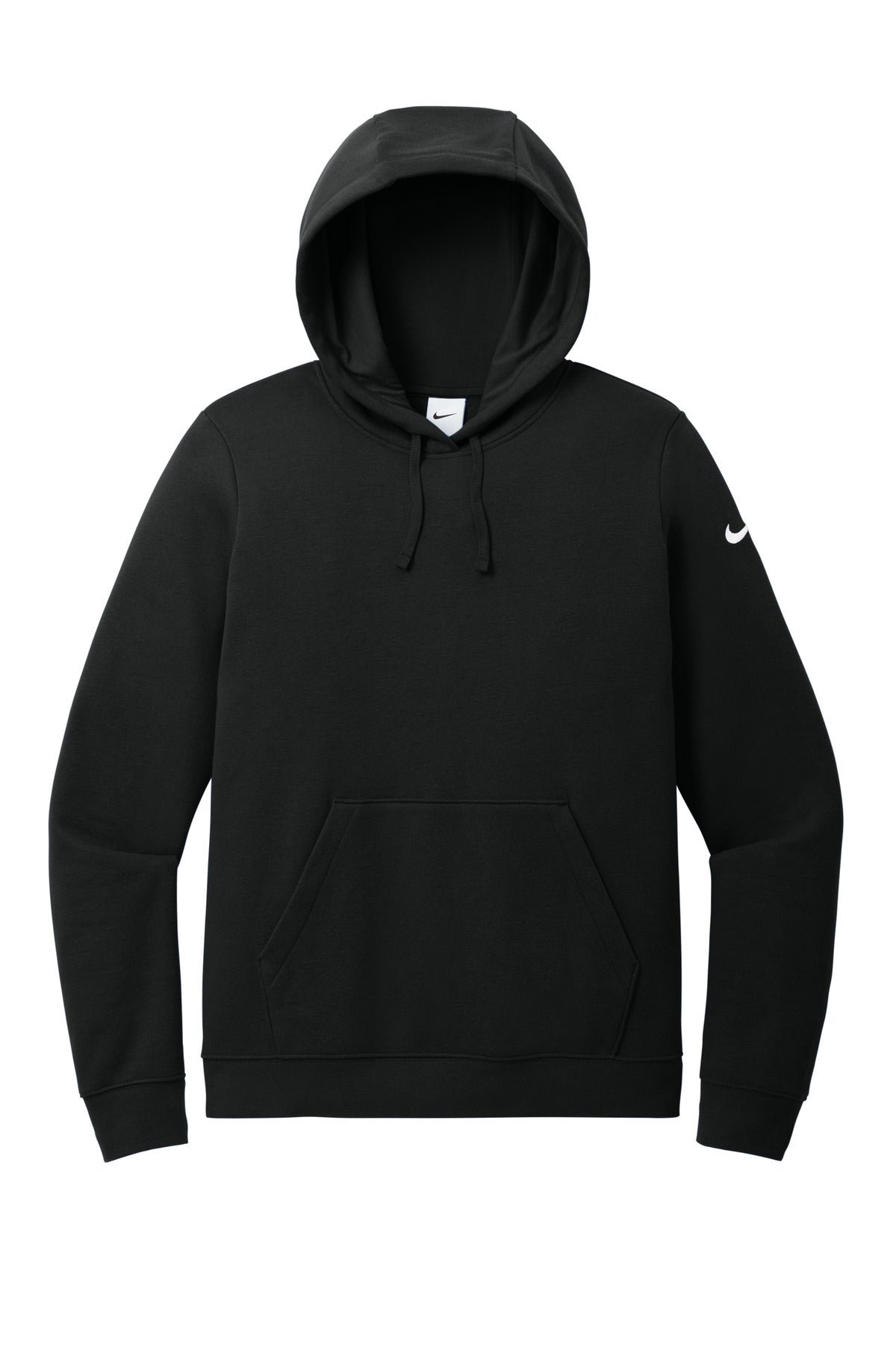 Nike Women's Club Fleece Sleeve Swoosh Pullover Hoodie — NKFD9889 — Black flat front