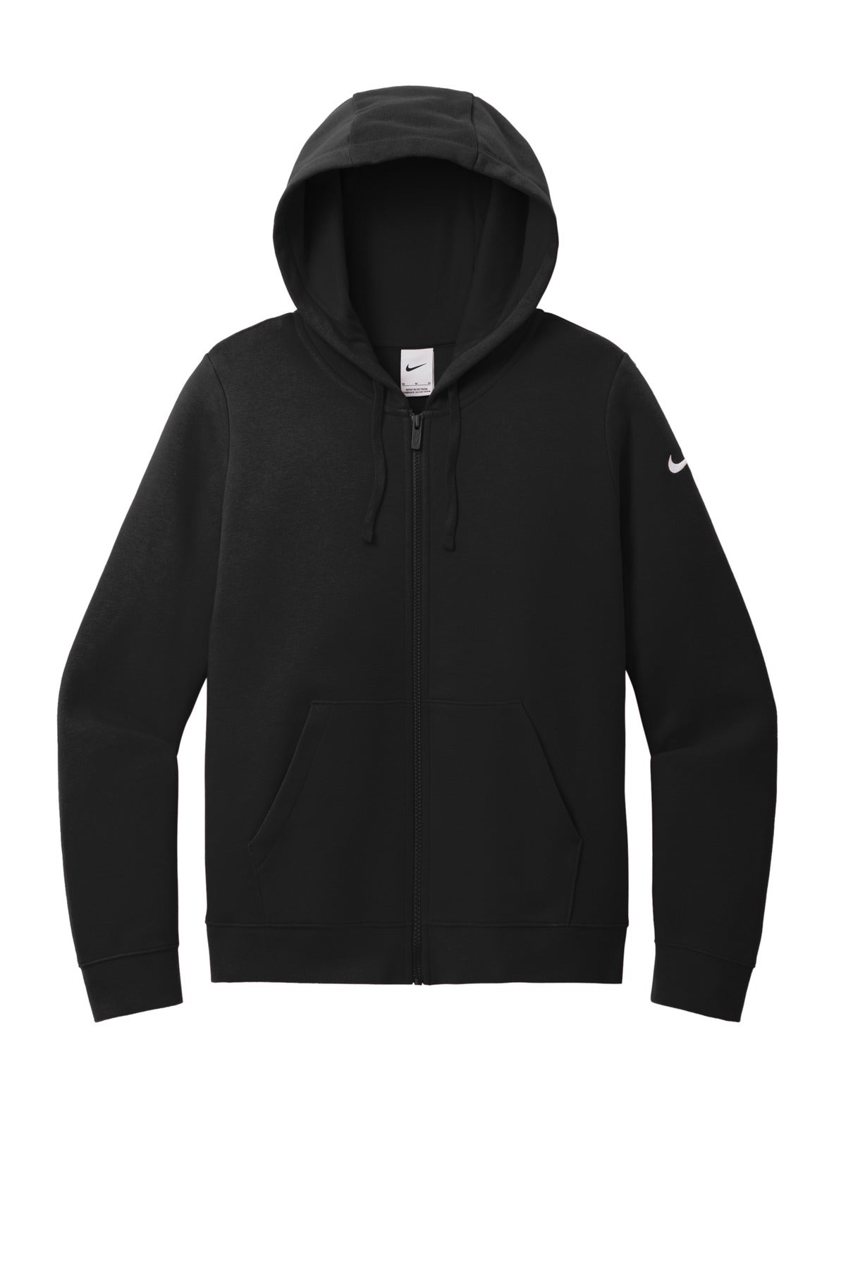 Nike Women's Club Fleece Sleeve Swoosh Zip Hoodie — NKFD9890 — Black flat front
