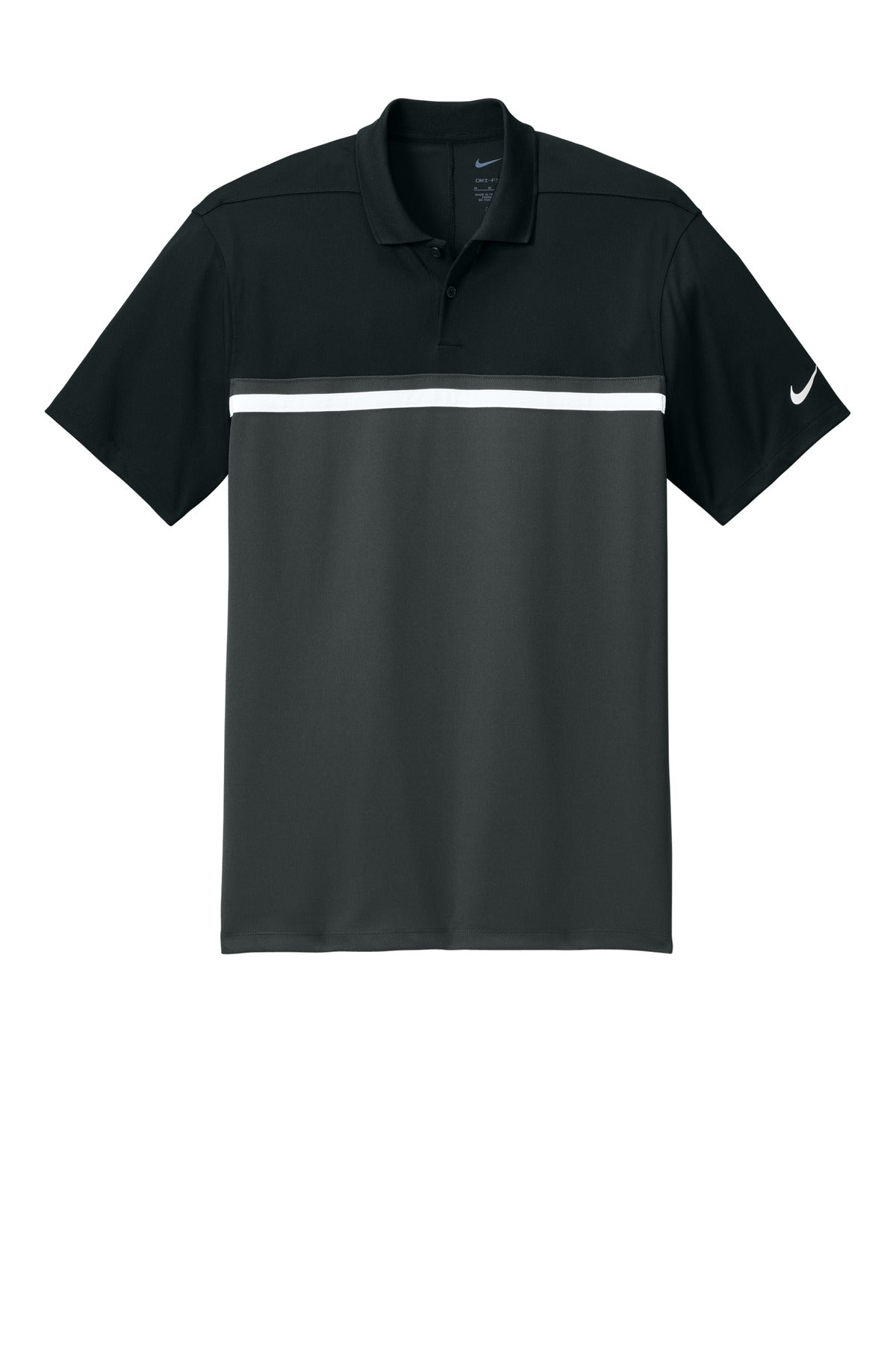 Nike Dri-FIT Victory Colorblock Polo — NKFQ3968 — Black/ Anthracite/ White flat front