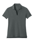 Nike Women's Dri-FIT Smooth Heather Polo — NKFQ4793 — Anthracite Heather flat front