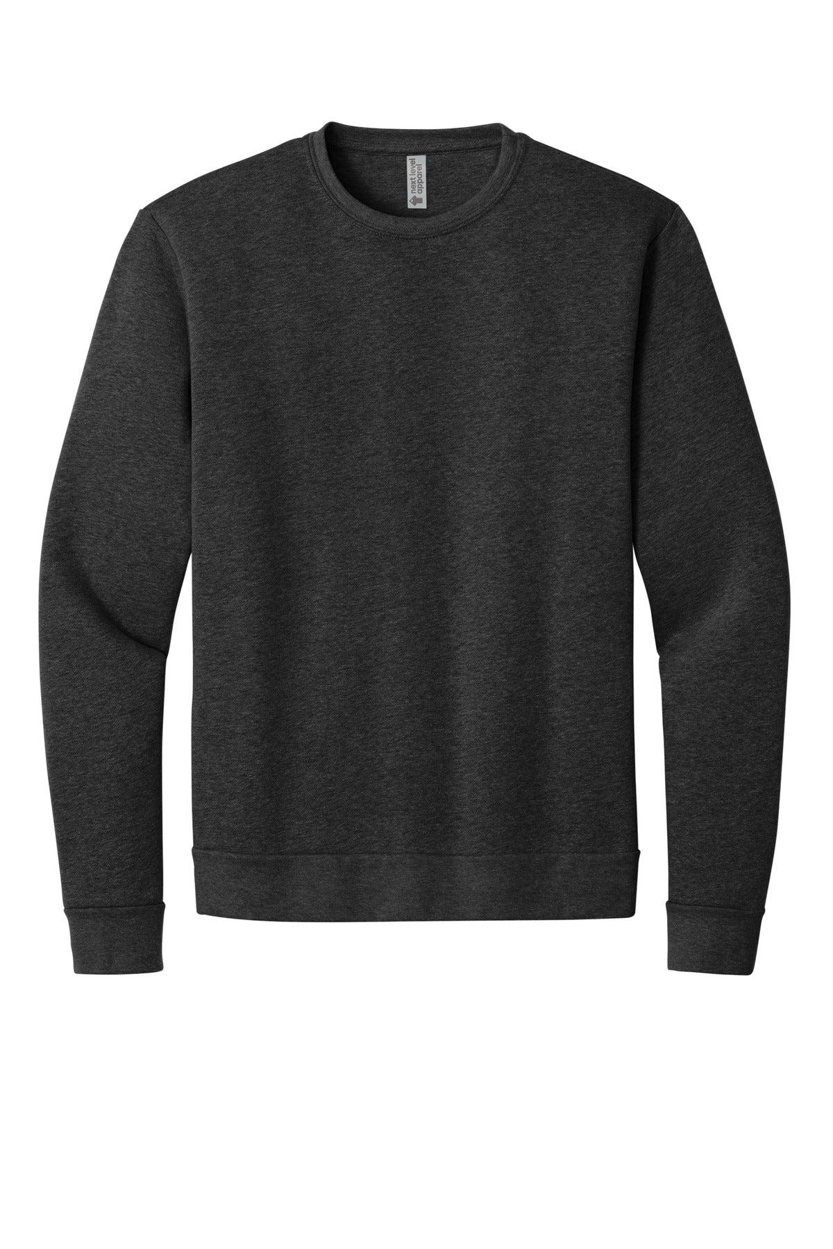 Next Level Malibu Midweight Crewneck Sweatshirt — NL9002 — Heather Black flat front