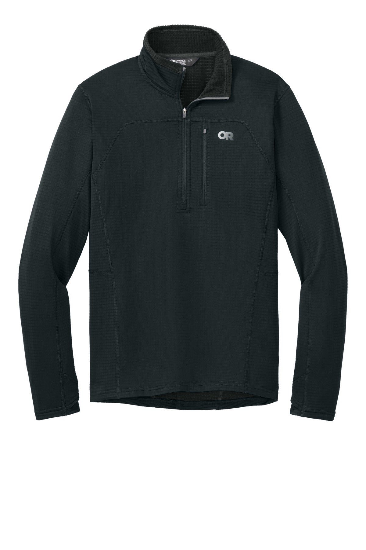 Outdoor Research Tech Grid Fleece Quarter Zip Sweatshirt — OR322267 — Black flat front