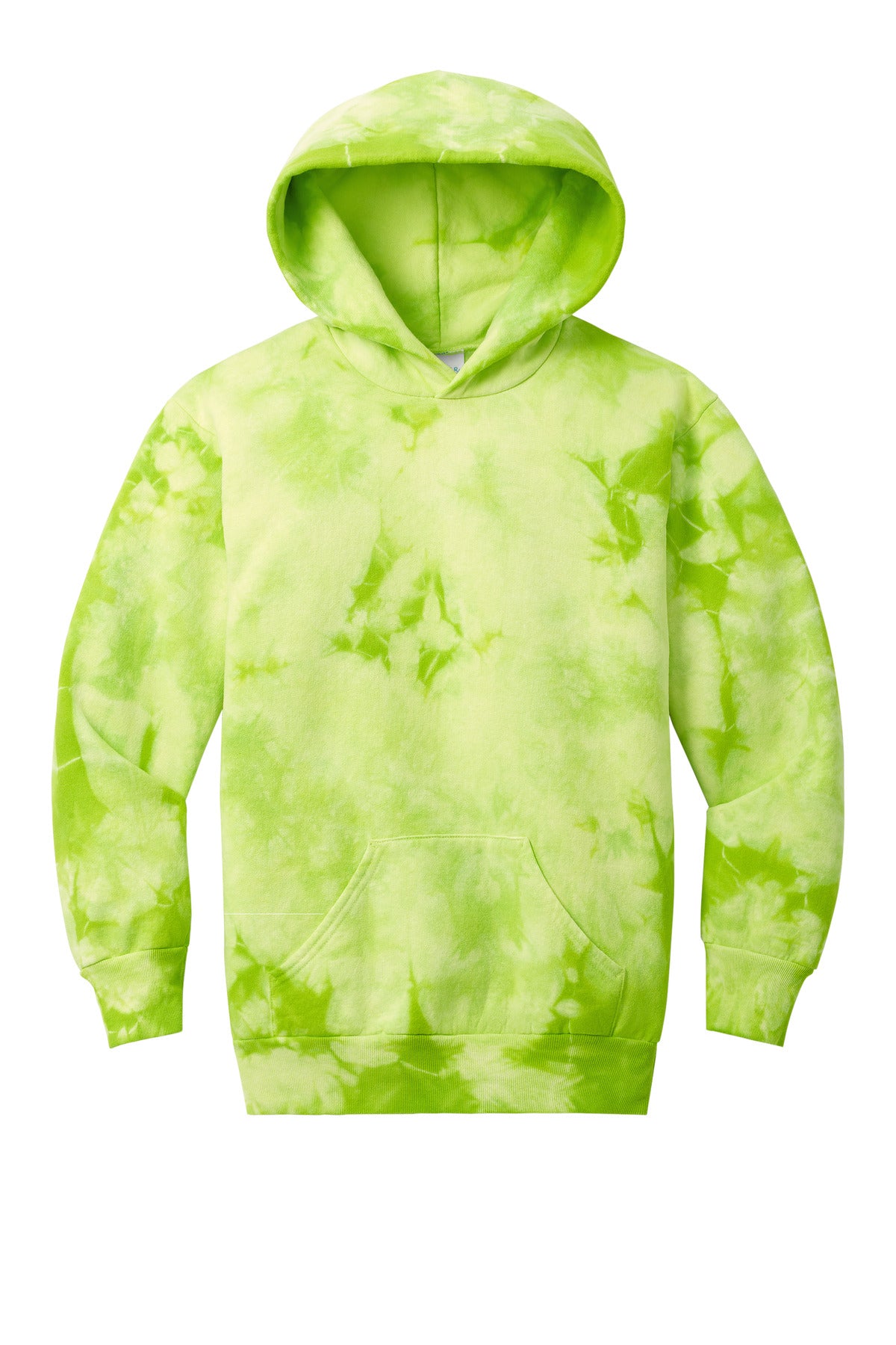 Port & Company Crystal Tie-Dye Pullover Hoodie — PC144Y — Lemon Lime flat front
