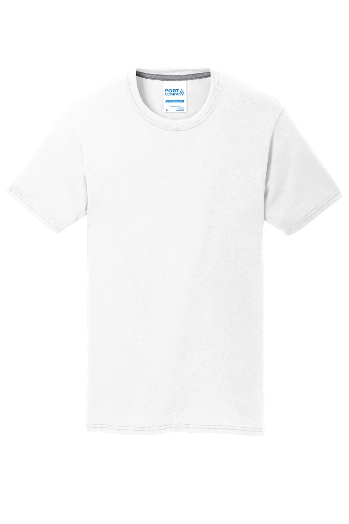 Port & Company Performance Blend Crewneck T-shirt — PC381Y — White flat front