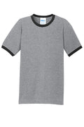 Port & Company Ringer T-shirt — PC54R — Athletic Heather/ Jet Black flat front