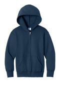 Port & Company Youth Core Zip Hoodie — PC78YZH — Navy flat front
