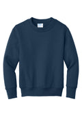 Port & Company Youth Core Crewneck Sweatshirt — PC78Y — Navy flat front