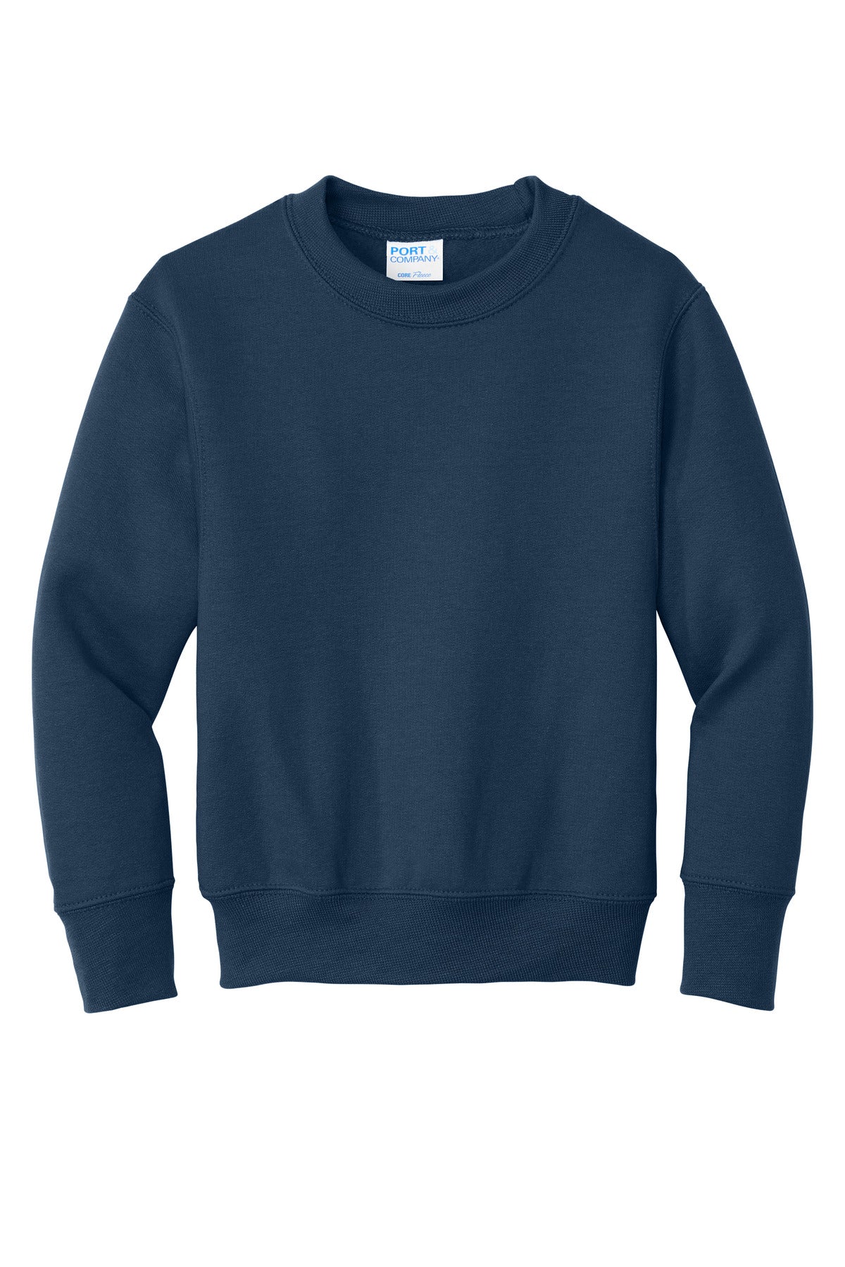 Port & Company Youth Core Crewneck Sweatshirt — PC78Y — Navy flat front