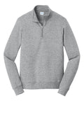 Port & Company Fan Favorite Quarter Zip Sweatshirt - Embroidered — PC850Q — Athletic Heather flat front