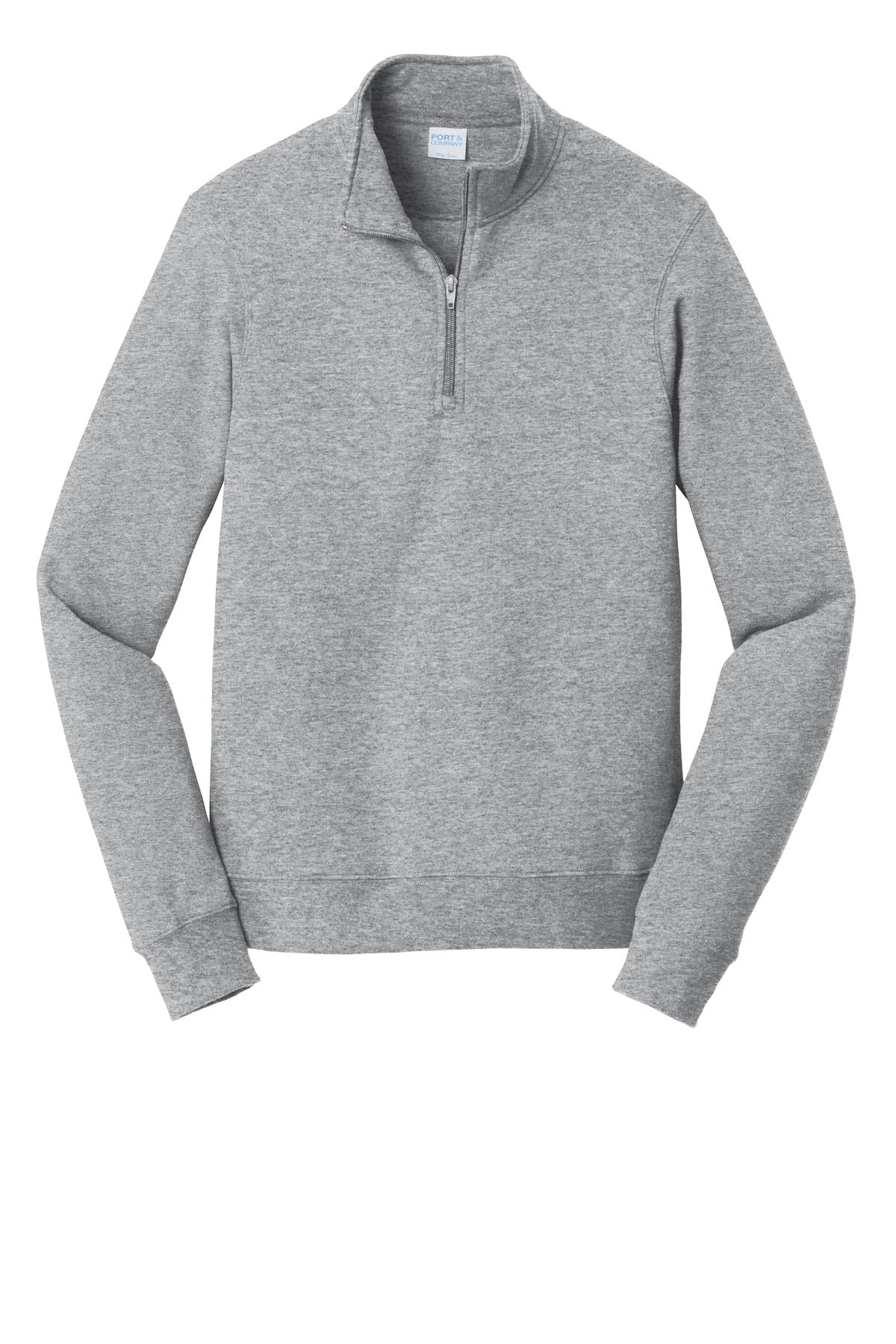 Port & Company Fan Favorite Quarter Zip Sweatshirt - Embroidered — PC850Q — Athletic Heather flat front
