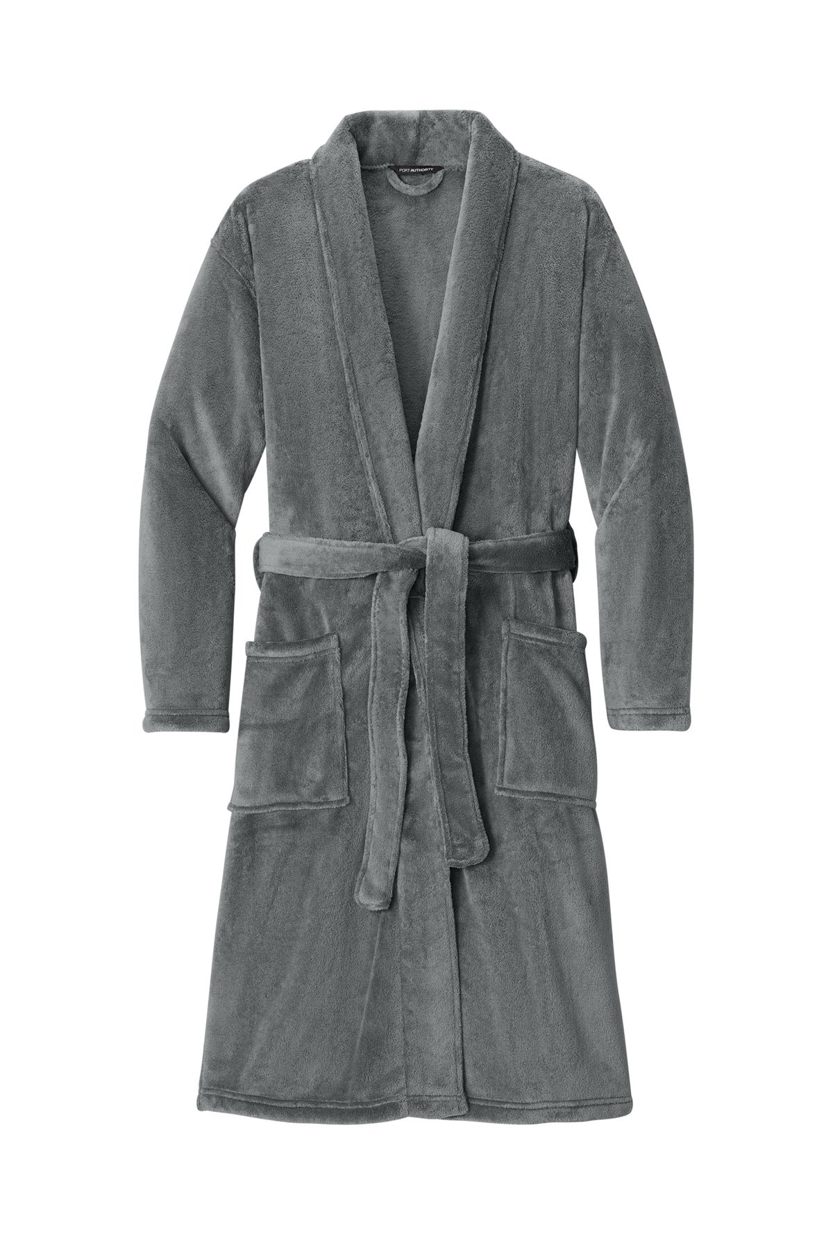 Port Authority Plush Microfleece Shawl Collar Robe — R102 — Deep Smoke flat front