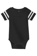 Rabbit Skins Varsity Baby Bodysuit — RS4437 — Black/ White flat front