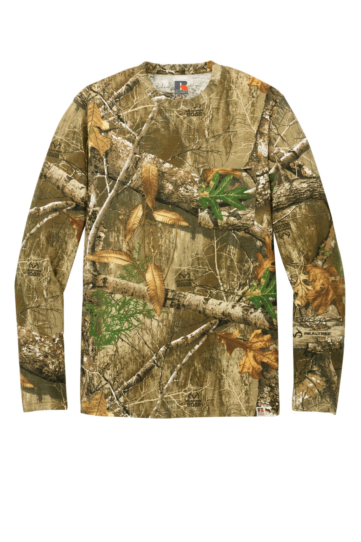 Russell Outdoors Realtree® Cotton Long Sleeve Pocket T-shirt — RU100LSP — Realtree Edge flat front