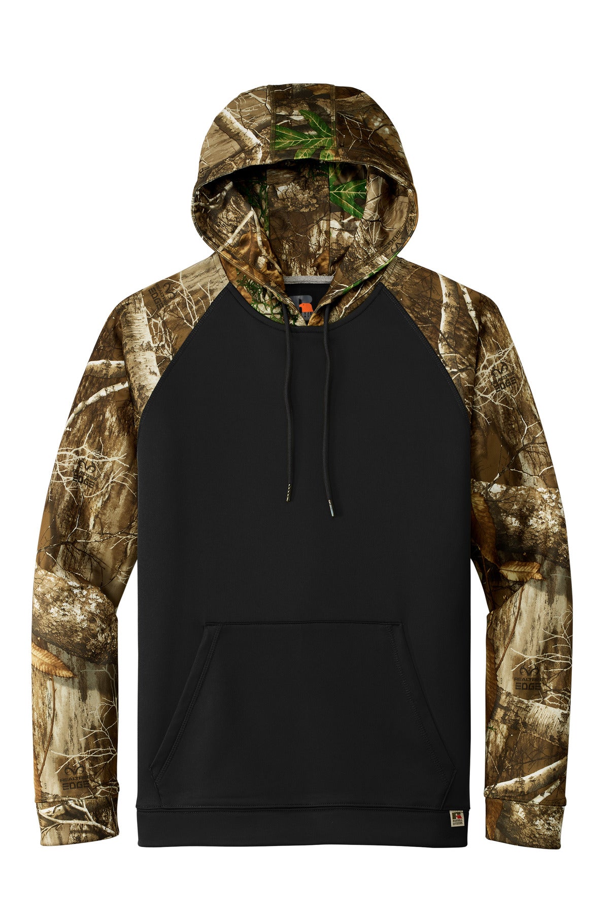Russell Outdoors Realtree® Colorblock Performance Pullover Hoodie — RU451 — Black/ Realtree Edge flat front